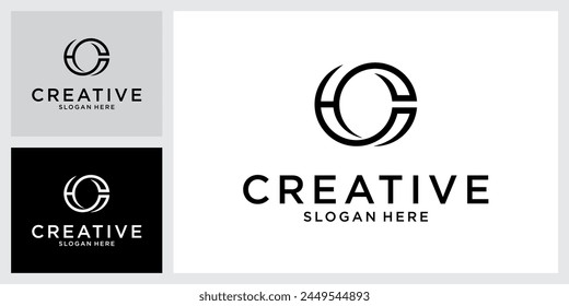 HC or CH initial letter logo design vector.