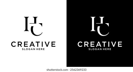 HC or CH initial letter logo design vector