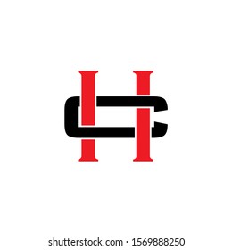 HC or CH Initial logo Capital Letters Black and Red colors 002