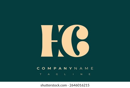 HC Creative Abstract Typography Logo Design. Elegant logo combining bold typography and creative shapes, ideal for branding and identity solutions.