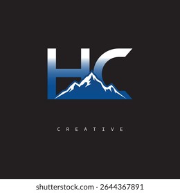  HC Creative Mountain Logo Bold Gradient Letter mark Branding Design for Business Outdoor Brands