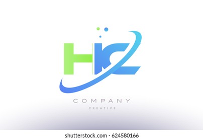 hc h c alphabet green blue swoosh letter company logo vector icon design template