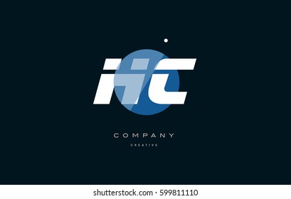hc h c  blue circle dot big font alphabet company letter logo white design vector icon template 