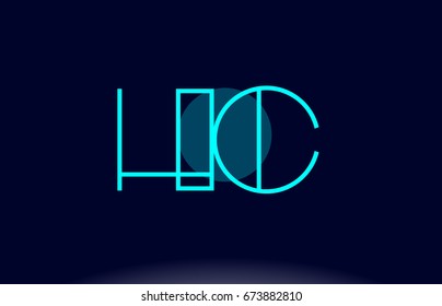 hc h c blue line circle letter logo alphabet creative company vector icon design template