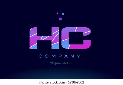hc h c  creative color blue background pink purple magenta alphabet letter company logo vector icon