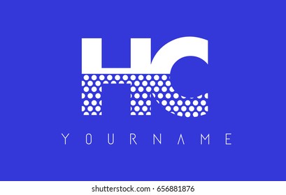HC H C Dotted Pattern Letter Logo Design Vector with Blue Background.