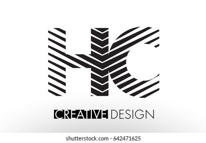 HC H C Lines Letter Design with Creative Elegant Zebra Vector Illustration.