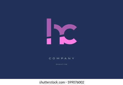 hc h c  pink blue pastel modern abstract alphabet company logo design vector icon template 
