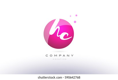 hc h c  sphere pink 3d alphabet company letter combination logo hand writting written design vector icon template 