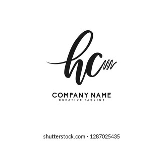 HC Initial Handwriting Logo Template Vector