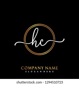 HC Initial Handwriting logo template vector