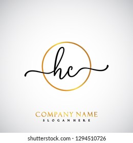 HC Initial Handwriting logo template vector
