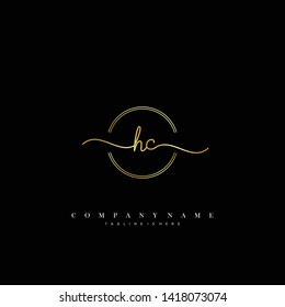 HC initial handwriting logo template vector