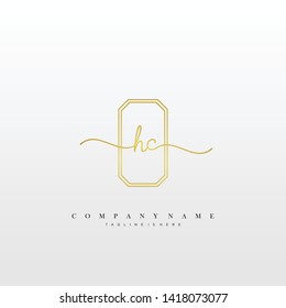 HC initial handwriting logo template vector