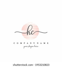 HC Initial handwriting logo vector. Hand lettering With Sunrise for designs.
