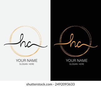HC initial handwriting vector logo design template