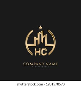 HC Initial Letter Real Estate Luxury Haus Logo Vektorkunst für Unternehmen, Gebäude, Architektur