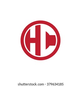 HC initial letters circle business logo red