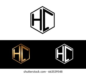 HC initial letters linked with hexagon shape logo

