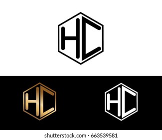 HC initial letters linked with hexagon shape logo
