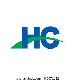 HC initial overlapping swoosh letter logo blue green