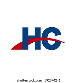HC initial overlapping swoosh letter logo blue red