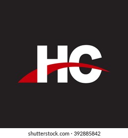 HC initial overlapping swoosh letter logo white red black background