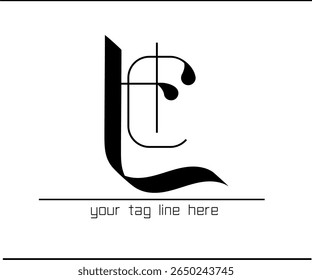 HC Letter Calligraphy Logo – Elegant H and C Interlocked Monogram Design