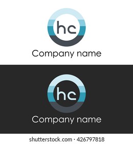 HC letter a circle shape icon logo white blue