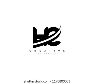 HC Letter Creative Modern Monogram Black Swoosh Design Logo