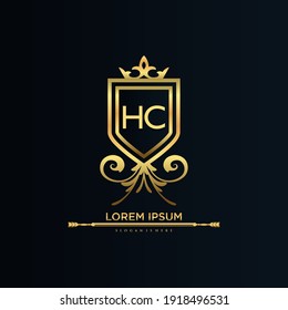 HC Letter Initial with Royal Template.elegant with crown logo vector, Creative Lettering Logo Vector Illustration.