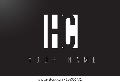 HC Letter Logo With Black and White Letters Negative Space Design.