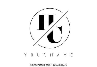 HC Letter Logo with Cutted and Intersected Design and Round Frame Vector Illustration