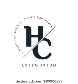 HC Letter Logo Design with a Creative Cut. Creative logo design