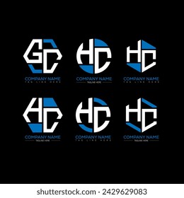 HC letter logo set design.HC monogram polygonal and circle shape vector. HC unique design.
