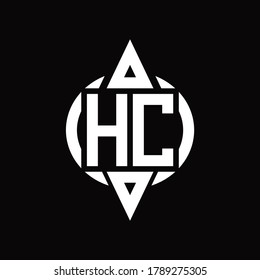 HC Logo with circle rounded combine triangle top and bottom side design template