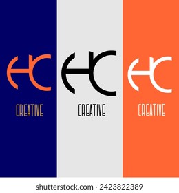 HC logo connected identity majesty graceful abstract modern design colorful icon vector template