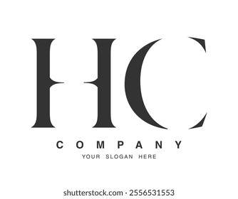HC logo design. Initial letter h and c serif font style. Creative classic company name typography. Trendy logotype or identity. Vector illustration.