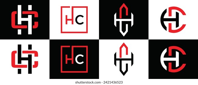HC logo. H C design. White HC letter. HC, H C letter logo design. Initial letter HC linked circle uppercase monogram logo.
