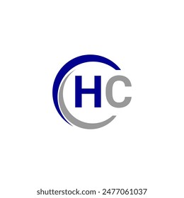 HC logo. H C design. White HC letter. HC, H C letter logo design. Initial letter HC linked circle uppercase monogram logo.