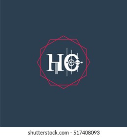 hc logo initial Letter, Abstract Polygonal Background Logo, design for Corporate Business Identity,flat icon, Alphabet letter
