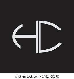 HC Logo letter oval monogram design template with black and white colors
