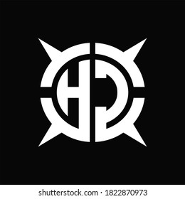 HC-Logo-Monogramm mit vierstufiger, kreisbogenförmiger Spaltvorlage auf schwarzem Hintergrund