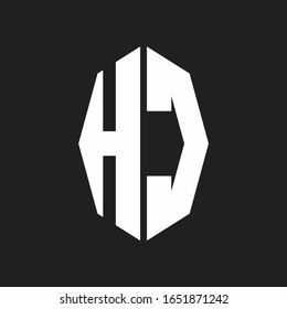 Monograma del logotipo HC con plantilla de diseño de estilo de cinta octogonal