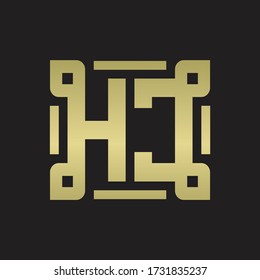 HC Logo monogram with piece line art design template