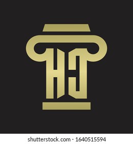 HC Logo monogram with pillar style design template with gold colors