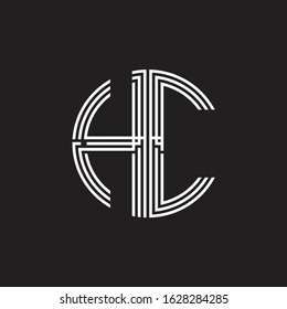 HC Logo monogram triple ribbon style line design template isolated on black background