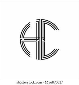 HC Logo monogram triple ribbon style line design template isolated on white background
