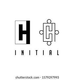 HC logo.Line vector with masculine appearance.