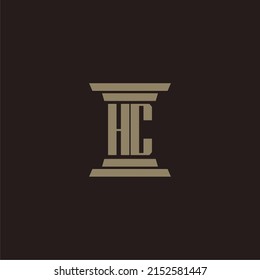 Logotipo inicial del monograma HC para la firma de abogados con diseño de hitos